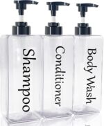 Shampoo and Conditioner Dispenser(Clear, Set of 3, 27oz)- Refillable & EmptySham... - Image 2