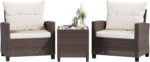 Shintenchi 3 Pieces Patio Furniture Set, PE Rattan Wicker 3 Pcs Patio Set, Outdo... - Image 2
