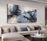 Shoci Large Abstract Wall Art - Black Blue Canvas Pictures Aesthetic Gray Brown ... - Image 2
