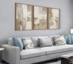 Shoci Large Framed Abstract Wabi Sabi Wall Art Modern Neutral Light Brown Color ... - Image 2