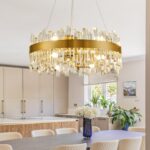 Siljoy Modern Crystal Chandelier, 12-Light Brushed Gold Round K9 Crystal Raindro... - Image 2