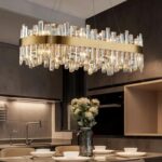 Siljoy Modern Crystal Chandelier 16-Light Luxury Gold Rectangle K9 Crystal Raind... - Image 2