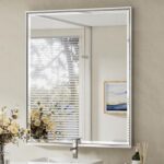 Silver Bathroom Mirror, 30x36 Inch Beveled Silver Vanity Mirror for Bathroom Wal... - Image 2