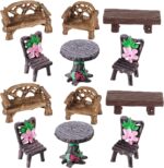 Skylety 12 Pieces Garden Furniture Ornaments Miniature Table and Chairs Set Vill... - Image 2