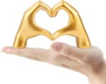 Small Gold Decor,Resin Heart Hands Sculpture for Living Room Bedroom Bookshelf S... - Image 2
