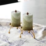 Small Iron Plate Candle Holder Set of 2, Minimalist Metal Candle Stand for LED &... - Image 2