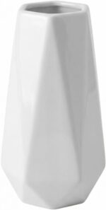 Small White Vase, 7.4 Inch Ceramic Flower Vases Minimalism Style for Modern Tabl... - Image 2