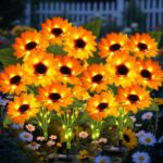 Solar Garden Lights 4 Pack 24 Solar Sunflower Lights, Gifts for Mom Women Grandm... - Image 2