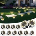 Solar Ground Lights Outdoor, 12 Pack Solar Lights Outdoor Waterproof, Mini Flat ... - Image 2