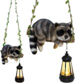 Solar Lighted Garden Outdoor Statue, 20.1" H Hanging Swing Lying with A Sleeping... - Image 2