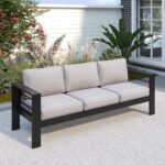 Solaste Aluminum Outdoor Couch, 3-Seat Metal Outdoor Sofa with Water-Resistant C... - Image 2