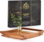 Solid Acacia Wood Tray - Large Breakfast in Bed & Coffee Table Wooden Tray - Foo... - Image 2