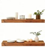 Solid Wood Floating Shelves,23.6in Finished Real Wood Wall Shelves with Heavy-Du... - Image 2