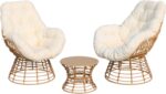 Swivel Chairs for Outside Patio Set of 3, 360 Degree Swivel Pe Wicker Luxury Lou... - Image 2