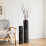 Sziqiqi Black Cylinder Tall Floor Vase: 27.6/21.7in Metal Extra Large Decorative... - Image 2