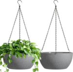 T4U Hanging Planters for Indoor Outdoor Plants 2 Pack - 12 Inch Grey Hanging Pla... - Image 2