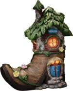 TERESA'S COLLECTIONS Boot Fairy House Garden Statues with Solar Outdoor Light fo... - Image 2