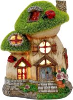 TERESA'S COLLECTIONS Mushroom Garden Statues with Outdoor Solar Light, Green Flo... - Image 2