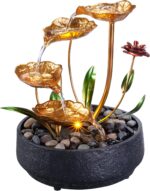 Tabletop Fountain Metal Lotus Circulating Fountain Water Feature for Zen Home De... - Image 2