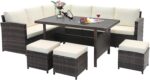 Tangkula 7 Pieces Wicker Patio Furniture Set, Rattan Sofa with Coffee Table, Ott... - Image 2