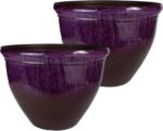 The HC Companies 12 Inch Pizzazz Round Planter Pots with Ceramic Look, Lightweig... - Image 2