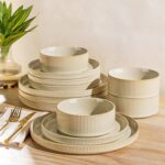 TheTerra Ceramic Dinnerware Sets for 4, 12 Pieces Porcelain Lightweight Speckled... - Image 2