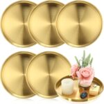 Thenshop 6 Pcs 12 Inch Gold Serving Tray, Stainless Steel Round Decorative Vanit... - Image 2