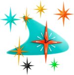 Thyle 25 inch Mid Century Modern Wall Clock Decor with 5 Pcs Retro 3D Star Art W... - Image 2