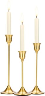 Tifanso Taper Candle Stick Holder - 3PCS Brass Gold Pillar Tall Candlestick Hold... - Image 2