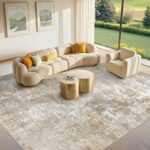 Tortania Washable 8x10 Area Rug for Living Room: Modern Abstract Neutral Large S... - Image 2