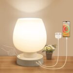 Touch Bedside Table Lamp - Small Lamp for Bedroom with USB C+A Charging Ports 3 ... - Image 2