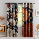 Tyrot Black Boho Floral 100% Blackout Curtains for Bedroom 84 inch Long 2 Panels... - Image 2