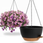 UOUZ 13 Inch 2 Pack Large Self Watering Hanging Planters for Indoor Outdoor Plan... - Image 2