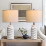 USumkky 20.5" White Modern Ceramic Bedside Lamps Set of 2, Small Table Lamp for ... - Image 2