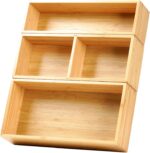 Umilife Drawer Organizer Storage Boxes, 2.5" High Bamboo Drawer Dividers, 3 Rear... - Image 2