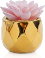 VIVERIE Mini Succulents Plants Artificial in Pots-Pink with Golden Ceramic, Chri... - Image 2