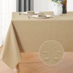 Veblandy Faux Linen Rectangle Tablecloth Waterproof 52x70 inch Table Cloth Stain... - Image 2