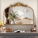 Vintage Arched Wall Mirror, 28"x 20" Bathroom Vanity Mirror with Carved Pattern ... - Image 2