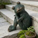 Vintage Bronze Meditating Frog Statue, 9.8" H Handcrafted Resin Zen Frog Figurin... - Image 2