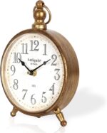 Vintage Metal Desk Clock,Retro Desk and Shelf Clock,Antique Gold Decorative Mant... - Image 2