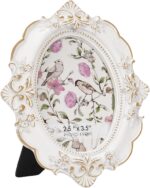 Vintage Picture Frame, 2.5x3.5 Oval Antique Photo Frame with Real Glass Front, L... - Image 2
