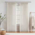 Vision Home Natural Pinch Pleated Semi Sheer Curtains Textured Linen Blended Lig... - Image 2