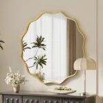 VooBang Gold Scalloped Circle Mirror, 24" Wavy Edge Round Wall Mirror with Tempe... - Image 2