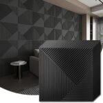 WOWSTAR 12-Pack 3D Wall Panels 19.7" x 19.7", Black Slat Wall Panels for Living ... - Image 2
