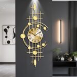 Wall Clock for Living Room, Silent Quality Quartz Battery Operated, Golden Metal... - Image 2