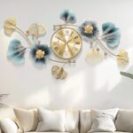 Wall Clocks for Living Room Decor,Large Wall Clock,3D Creative Metal Ginkgo Leaf... - Image 2