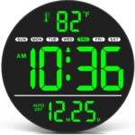 WallarGe Large Digital Wall Clock with LED Display, Electric Wall Clock with Tem... - Image 2