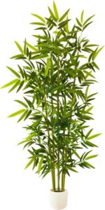 Warmplants Artificial Bamboo Tree, 6ft Tall Fake Bamboo Plant with White Planter... - Image 2