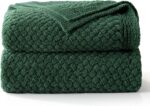 Whale Flotilla Chunky Knit Throw Blanket for Couch and Bed, Deep Green Decorativ... - Image 2