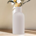 White Ceramic Flower Vase, Minimalist Modern Home Decor, Matte Finish Pampas Gra... - Image 2